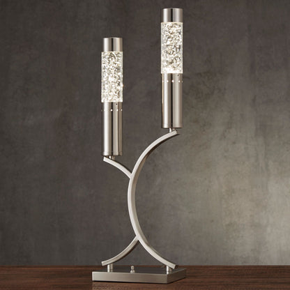 Luxurious 2 Water Dancing Lamp with Satin Nickel Finish Sparkle