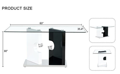 Ruby 6-Piece Dining Table Set, Black/White