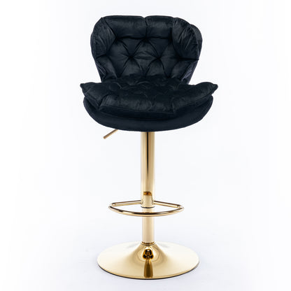 Swivel Bar Stools Set of 2, Velvet Black