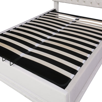 Upholstered Platform Bed with Adjustable Tufted Headboard and LED Light