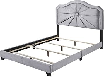 Frankie Queen Bed; Gray Velvet