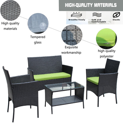 4 PC Rattan Patio Set