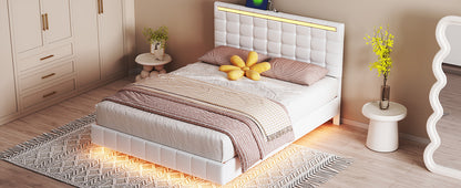 Floating Bed Frame with LED Lights and USB Charging #5