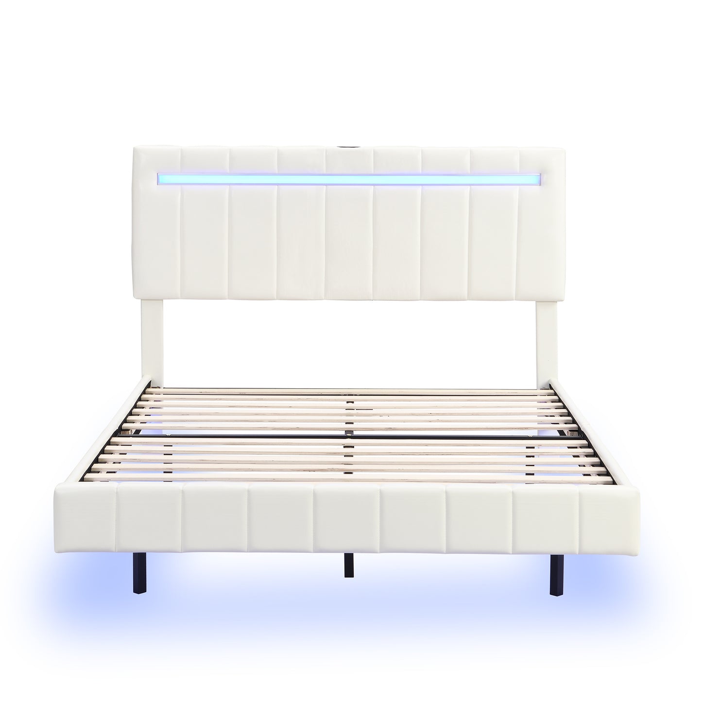 floating bed frame with led lights and usb charging #3