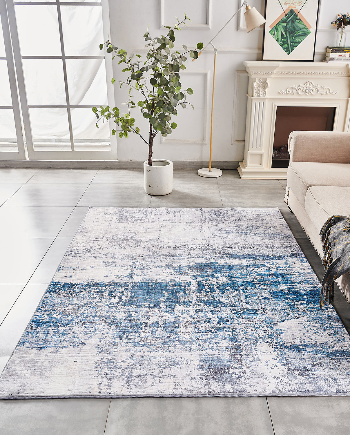 zara collection abstract design gray turquoise machine washable super soft area rug