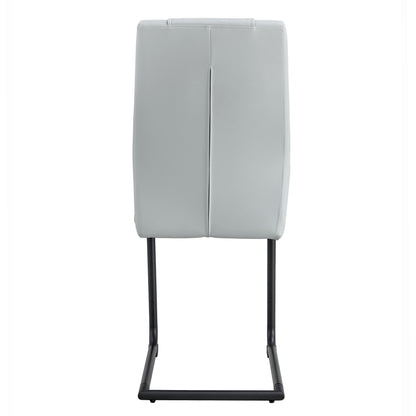 Faux Leather Cushion Chairs Set of 4, Light Grey+PU leather