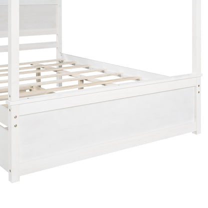 Wood Canopy Bed with Trundle
