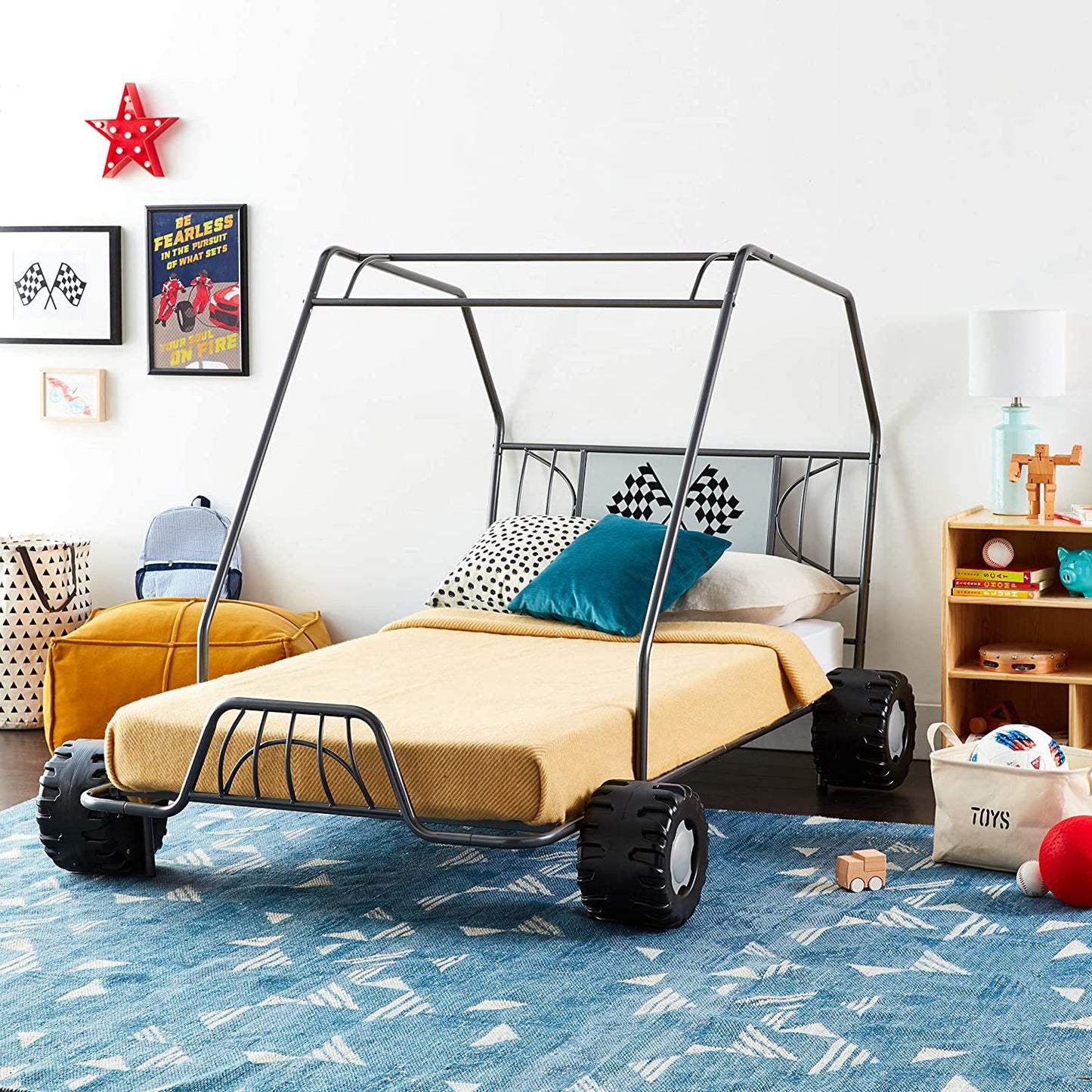 acme xander twin bed in gunmetal go kart