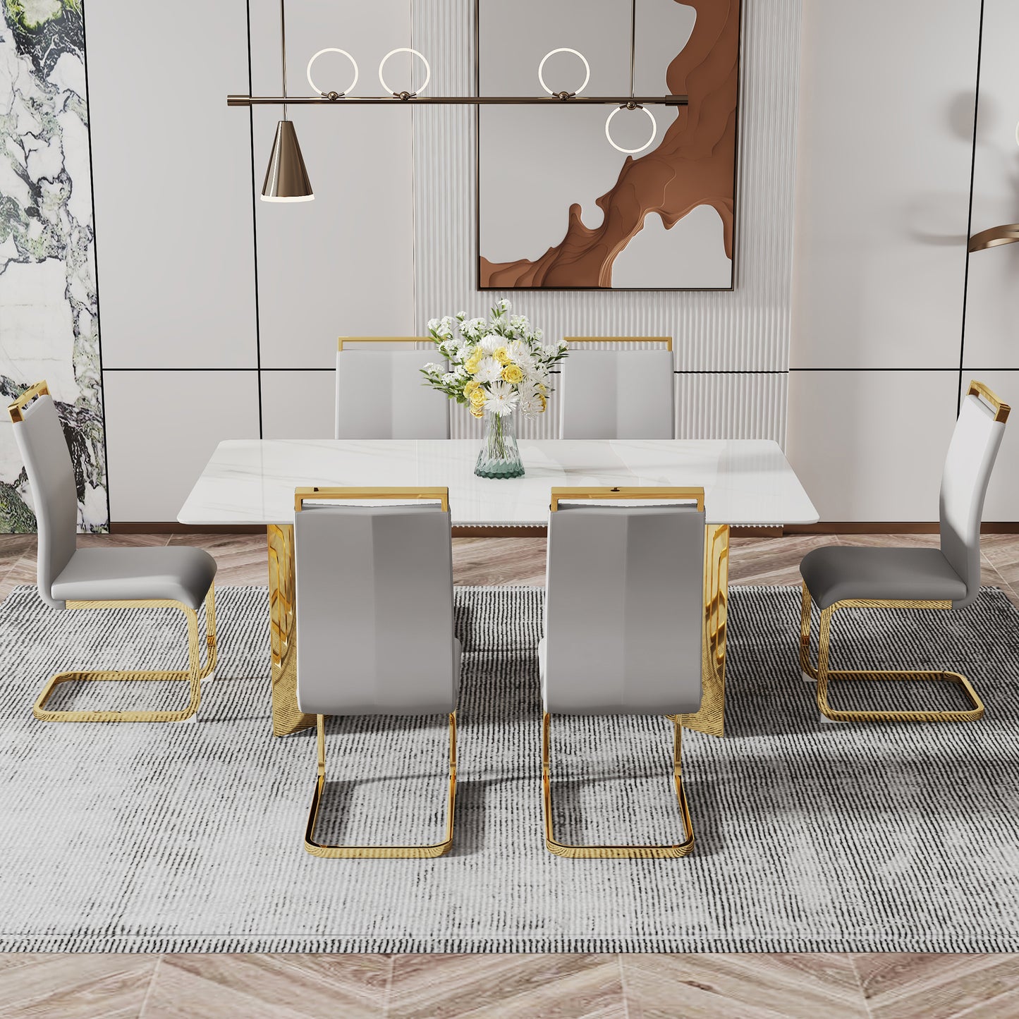 zara marble dining table, gold