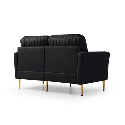 3 Pieces Sectional Sofa Set, Black Velvet