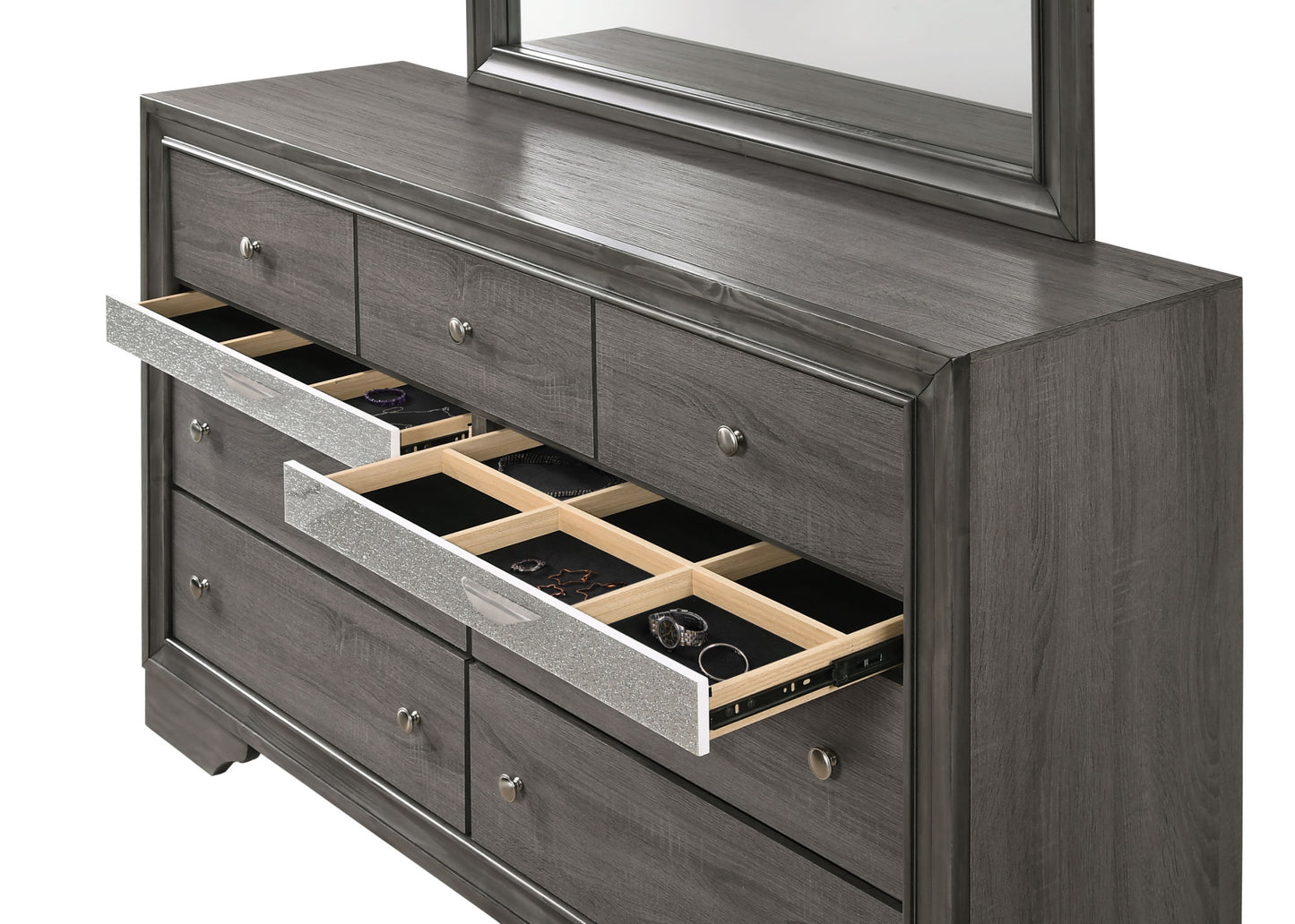 matrix traditional 7 drawer dresser made with wood in gray