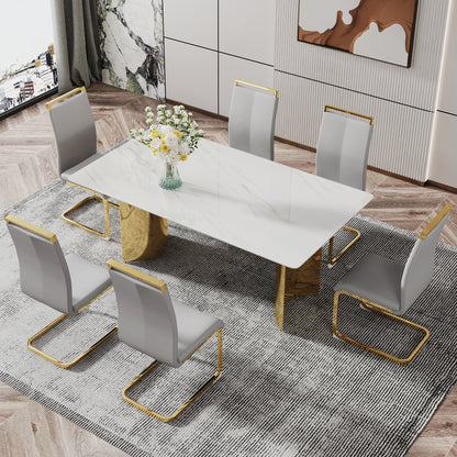 Zara Marble Dining Table, Gold