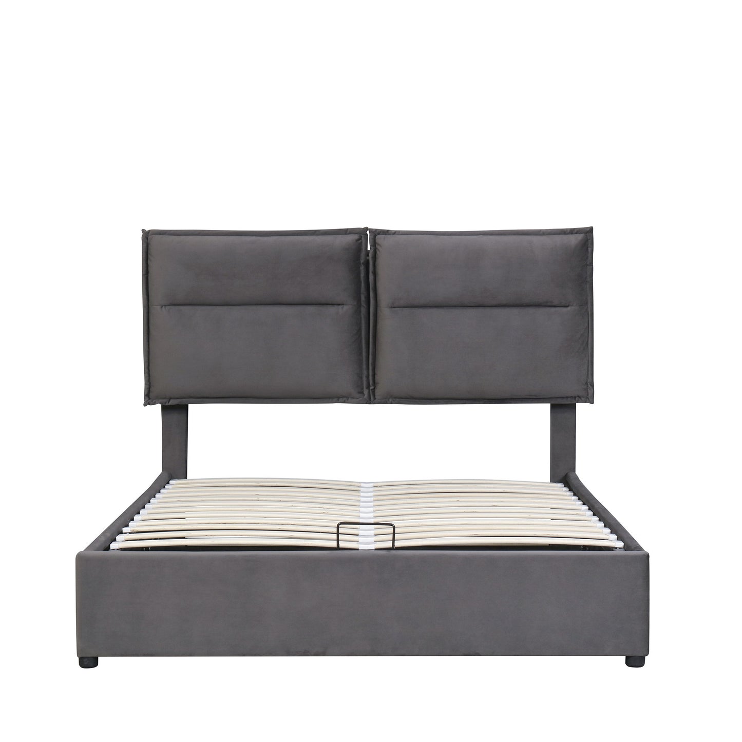 upholstered platform bed with a hydraulic storage system