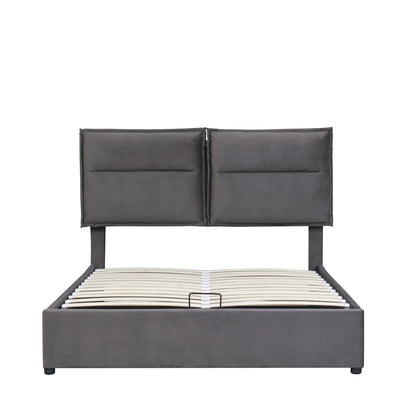Upholstered Platform bed with a Hydraulic Storage System