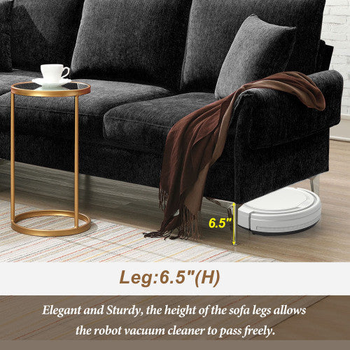 chenille l-shaped sofa with 2 pillows