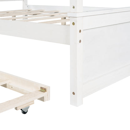 Wood Canopy Bed with Trundle