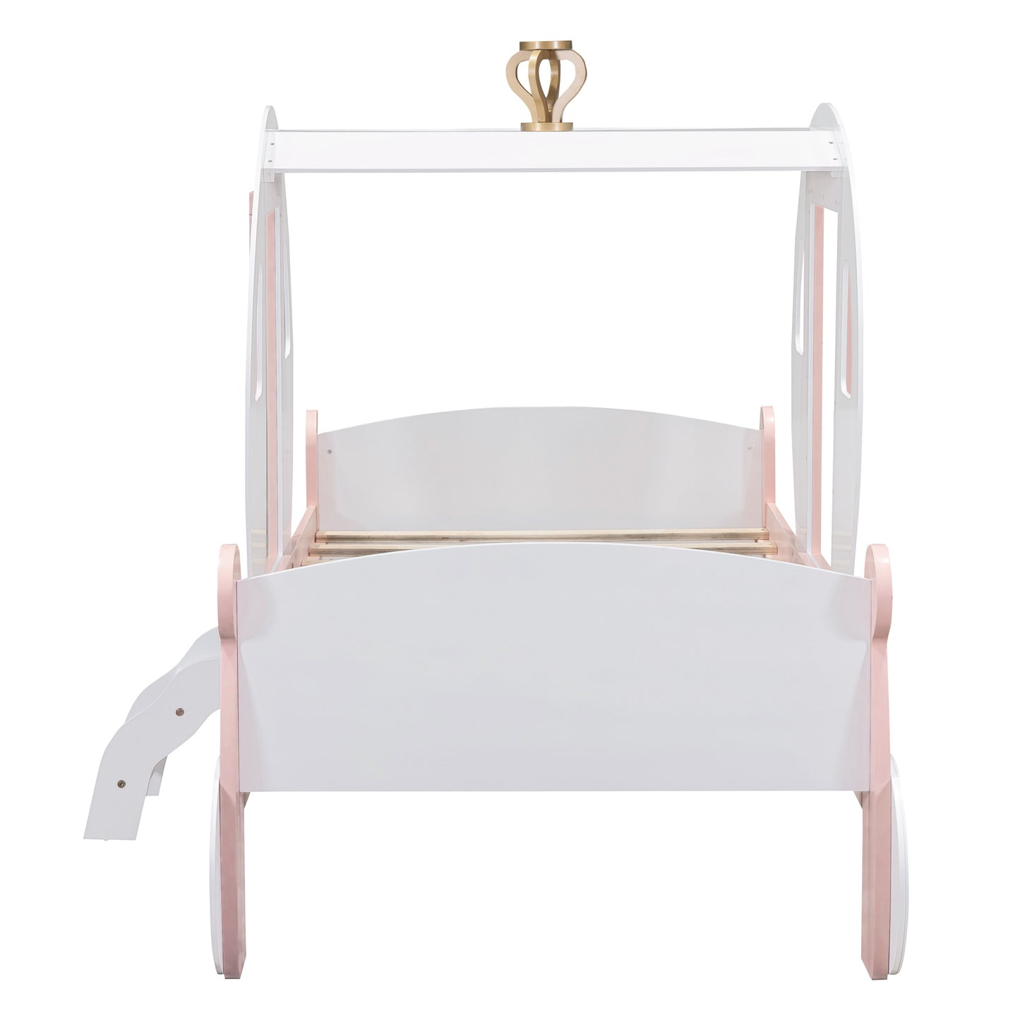 princess carriage bed with crown ,white+pink