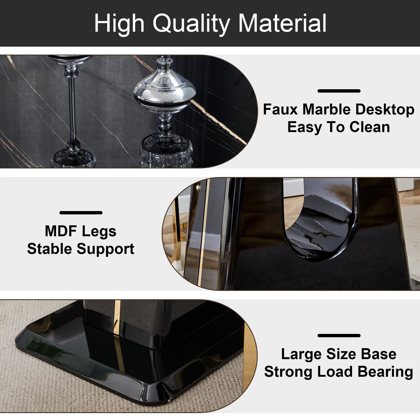 mdf marble table- black