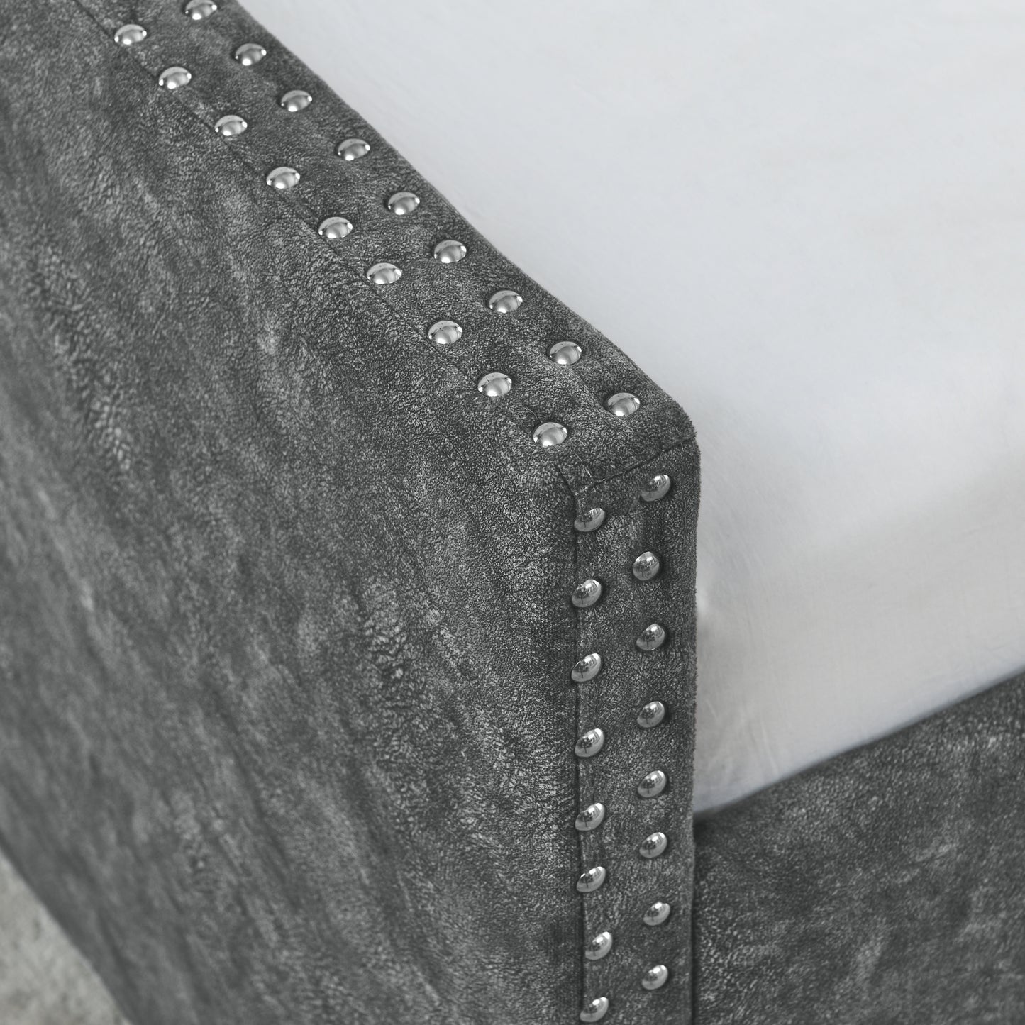 upholstered tufted daybed sofa bed with drawers, grey