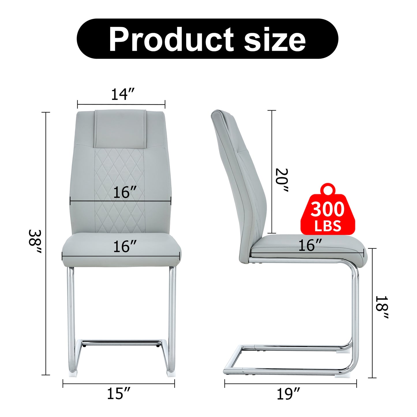 faux leather cushion chairs set of 6, light grey+pu leather