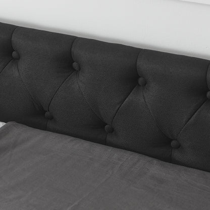 Queen Size Daybed with Drawers Upholstered Tufted Sofa Bed,,with Button on Back and Copper Nail on Waved Shape Arms(84.5"x63.5"x26.5")
