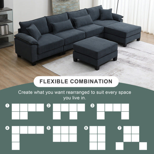 emily u shaped couch with armrest bags