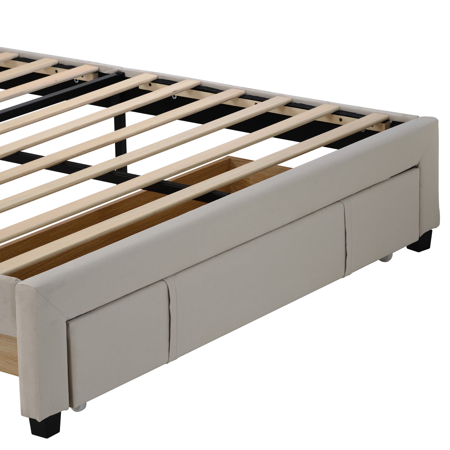 queen size storage bed velvet upholstered platform bed with a big drawer
