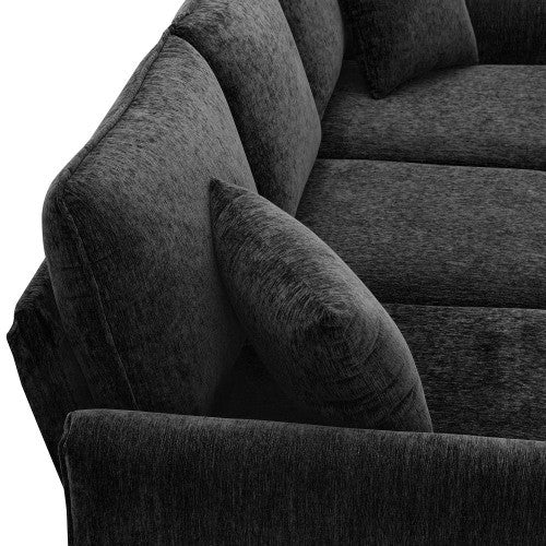 chenille l-shaped sofa with 2 pillows