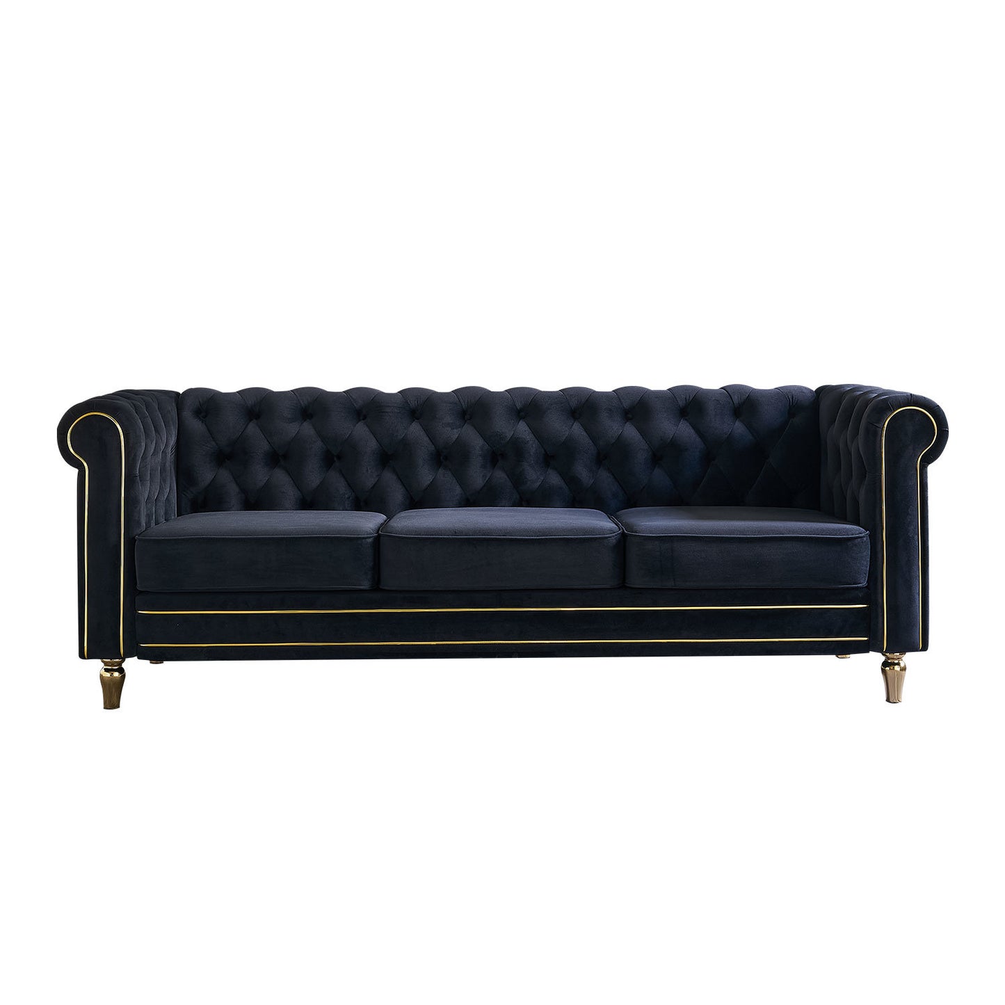 chesterfield velvet sofa, black