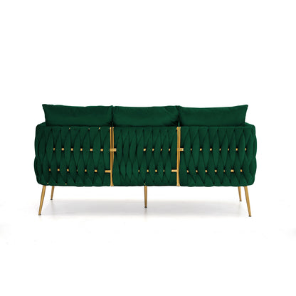 3-Piece Velvet Sofa Set, Green Velvet
