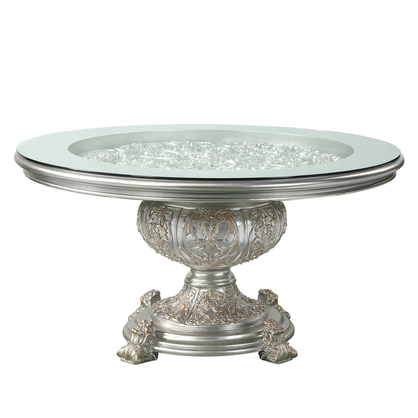 acme sandoval dining table champagne finish