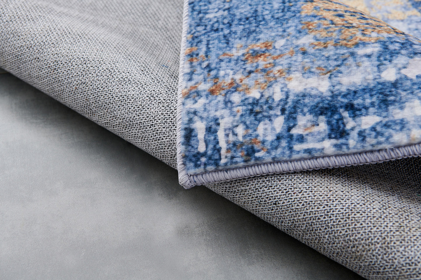 zara collection abstract design blue gold machine washable super soft area rug