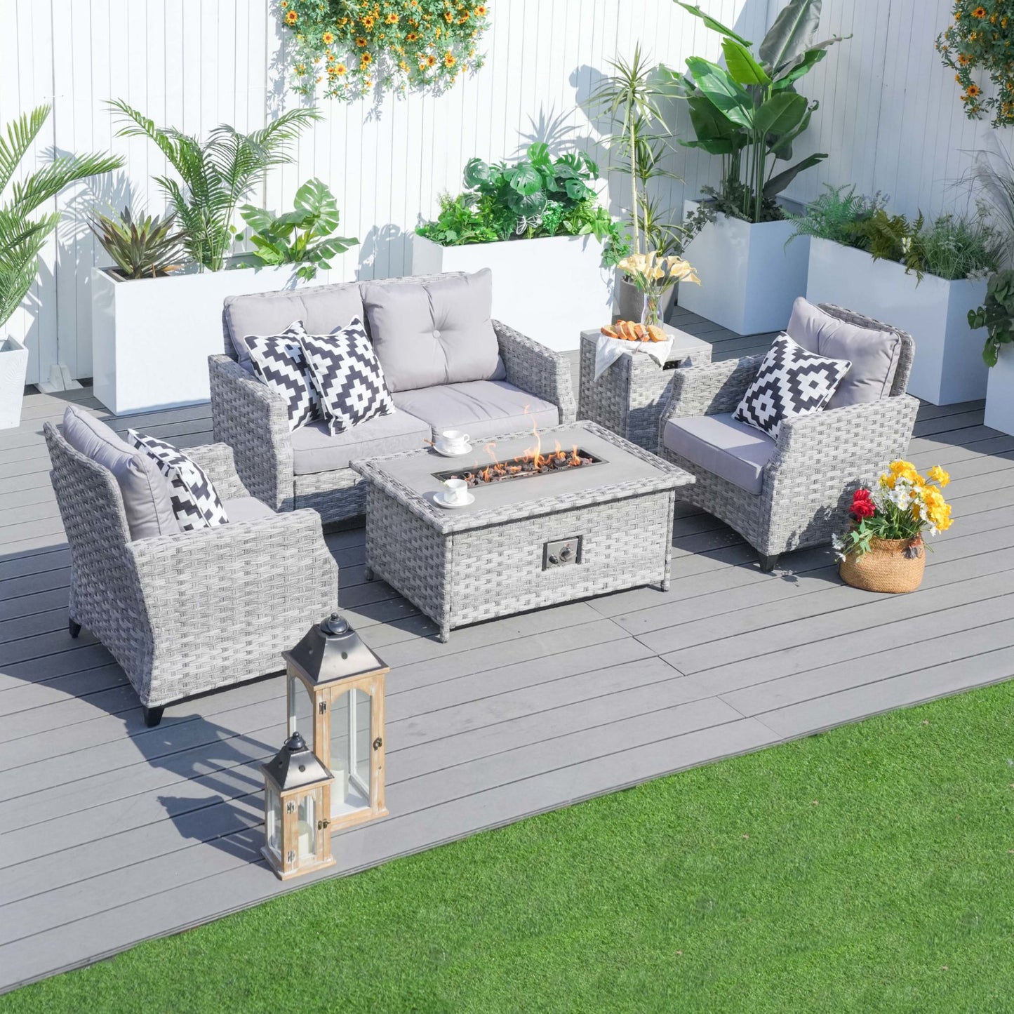 direct wicker fire pit table with chair rattan wicker sofa set