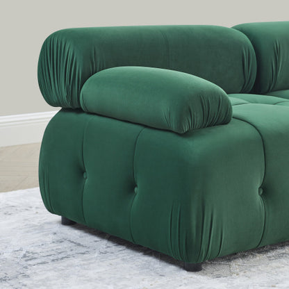 Button Tufted Modular Sectional Sofa, Navy Velvet