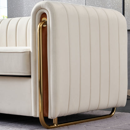 Zara Velvet Sofa Couch, Beige
