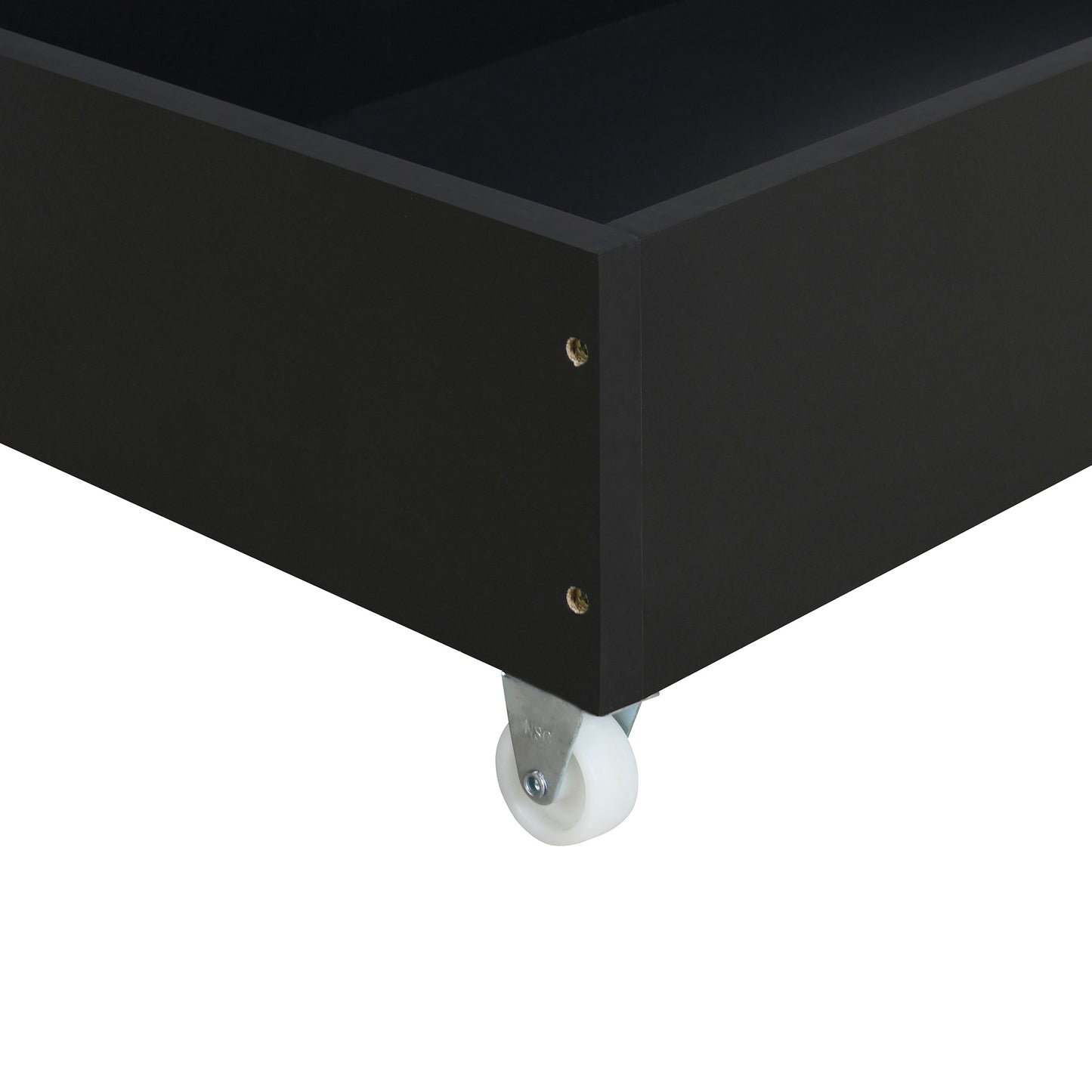 teddy upholstered platform bed with large rivet-decorated backrests and 4 drawers, velvet beige+white