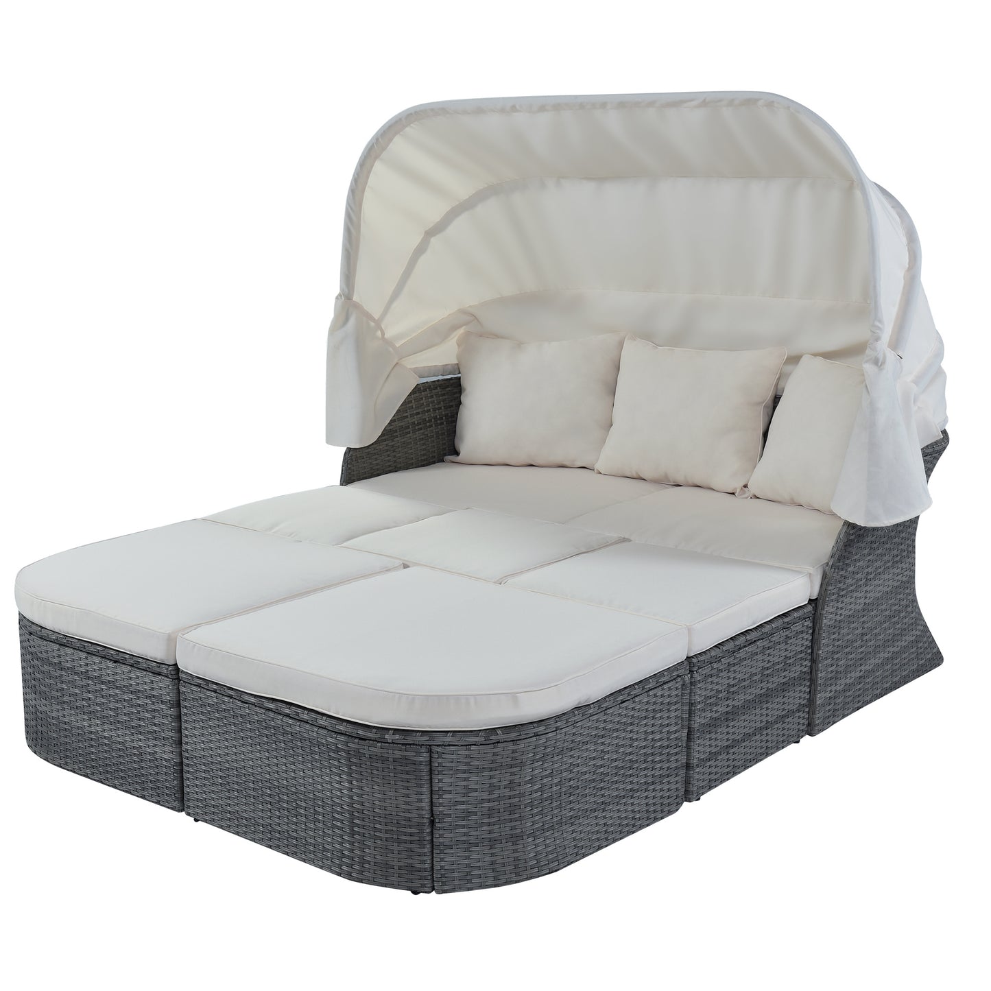 daybed/sunbed with retractable canopy set