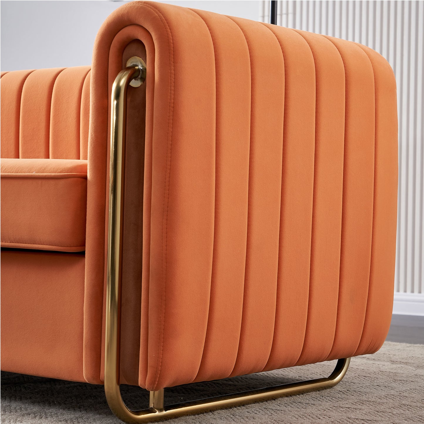 cane velvet sofa , orange