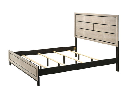 Geometric Drift Wood Chalk King Size Bed