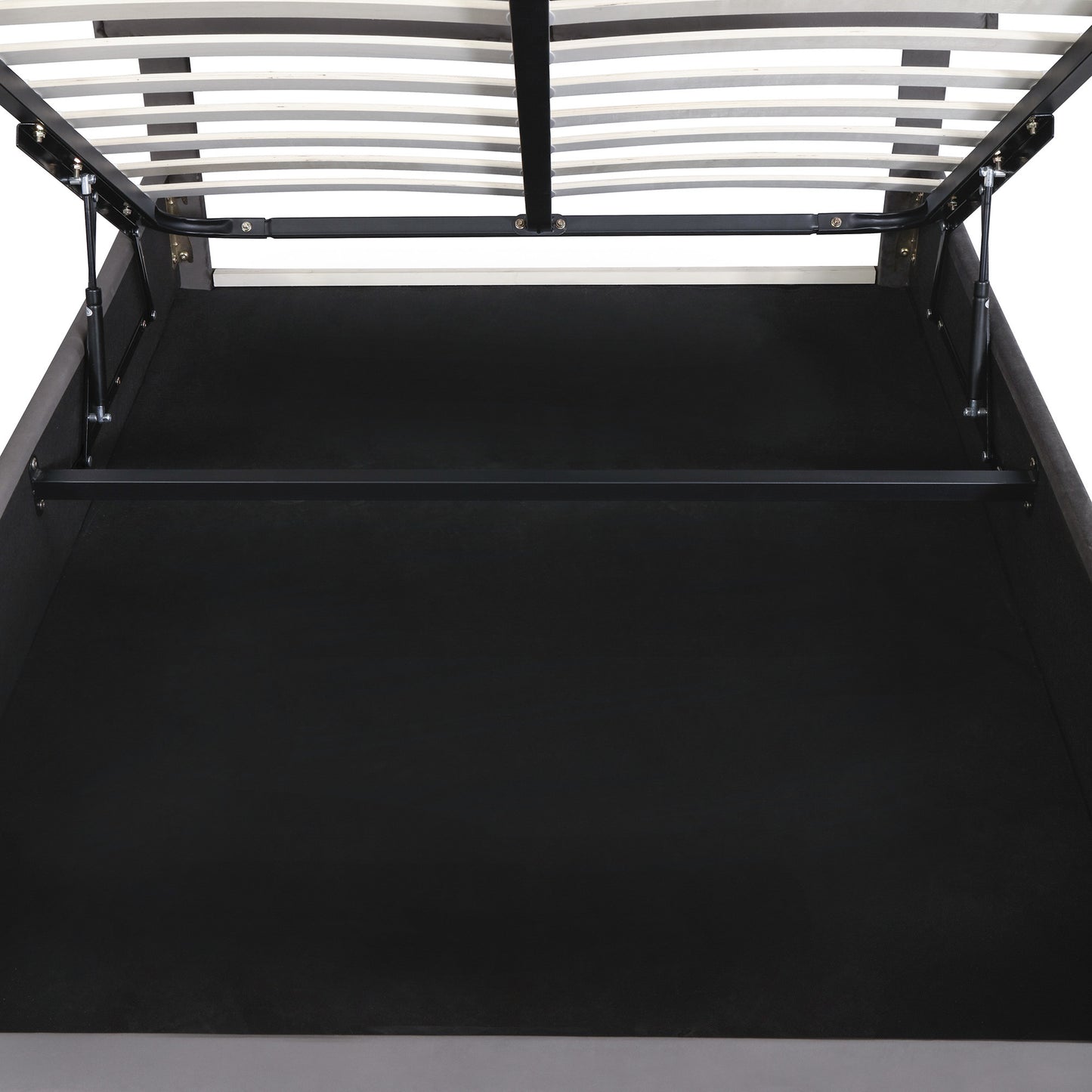 upholstered platform bed with a hydraulic storage system