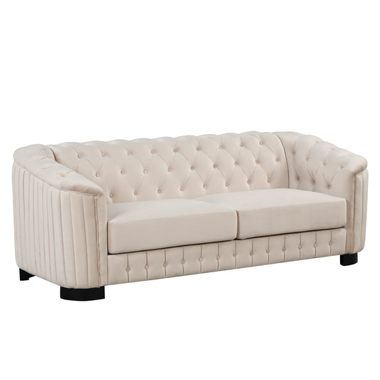 Mid Century Velvet Upholstered Sofa