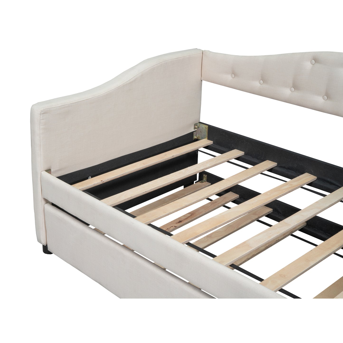 vogue upholstered bed with trundle, beige