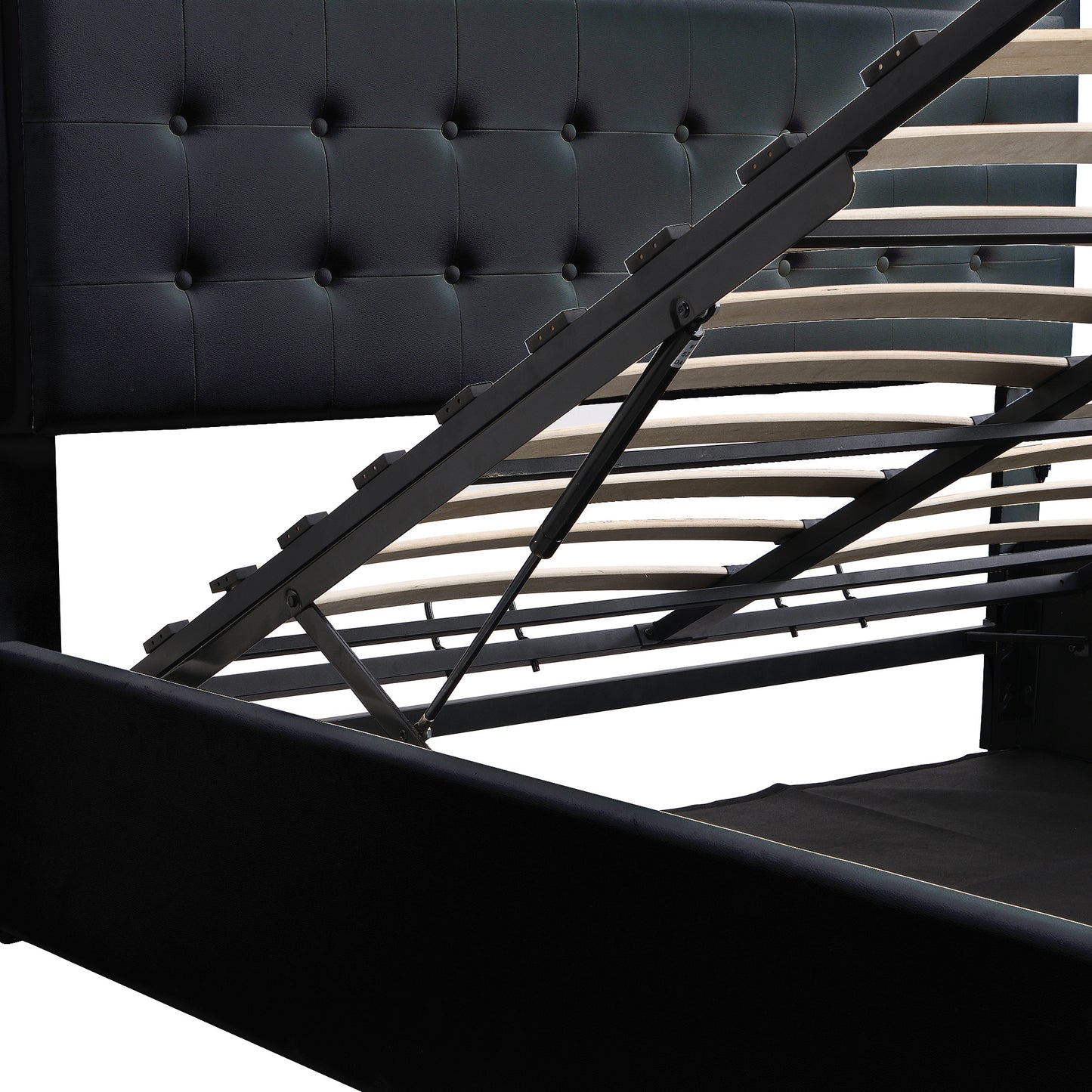 tufted upholstered platform bed with hydraulic storage system & pu storage bed with led lights