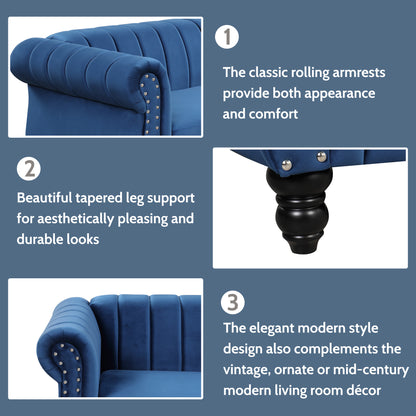 Frosted Velvet Upholstered Sofa Set