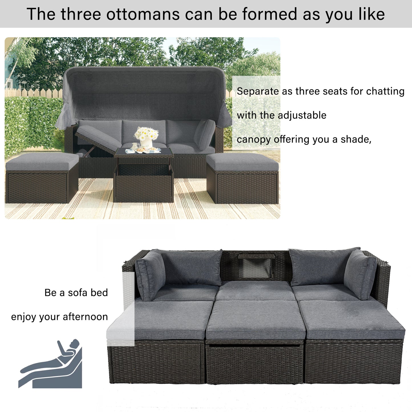 betty rectangle daybed with retractable canopy