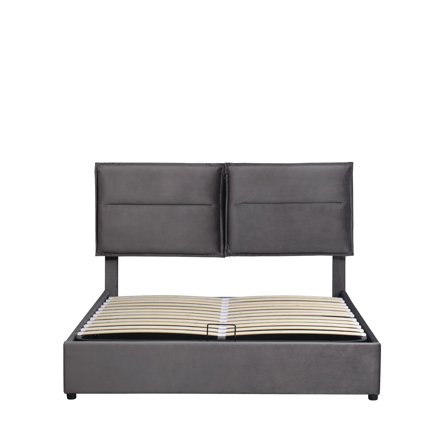 upholstered platform bed with a hydraulic storage system