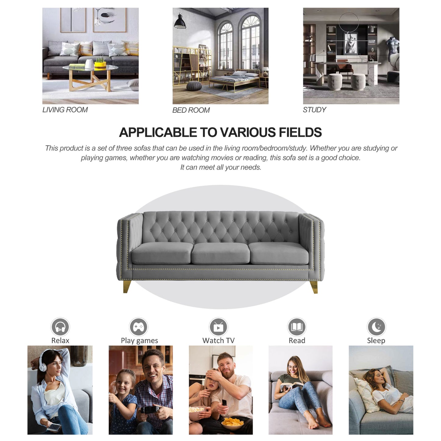 velvet sofa tufted square arm couch, grey velvet
