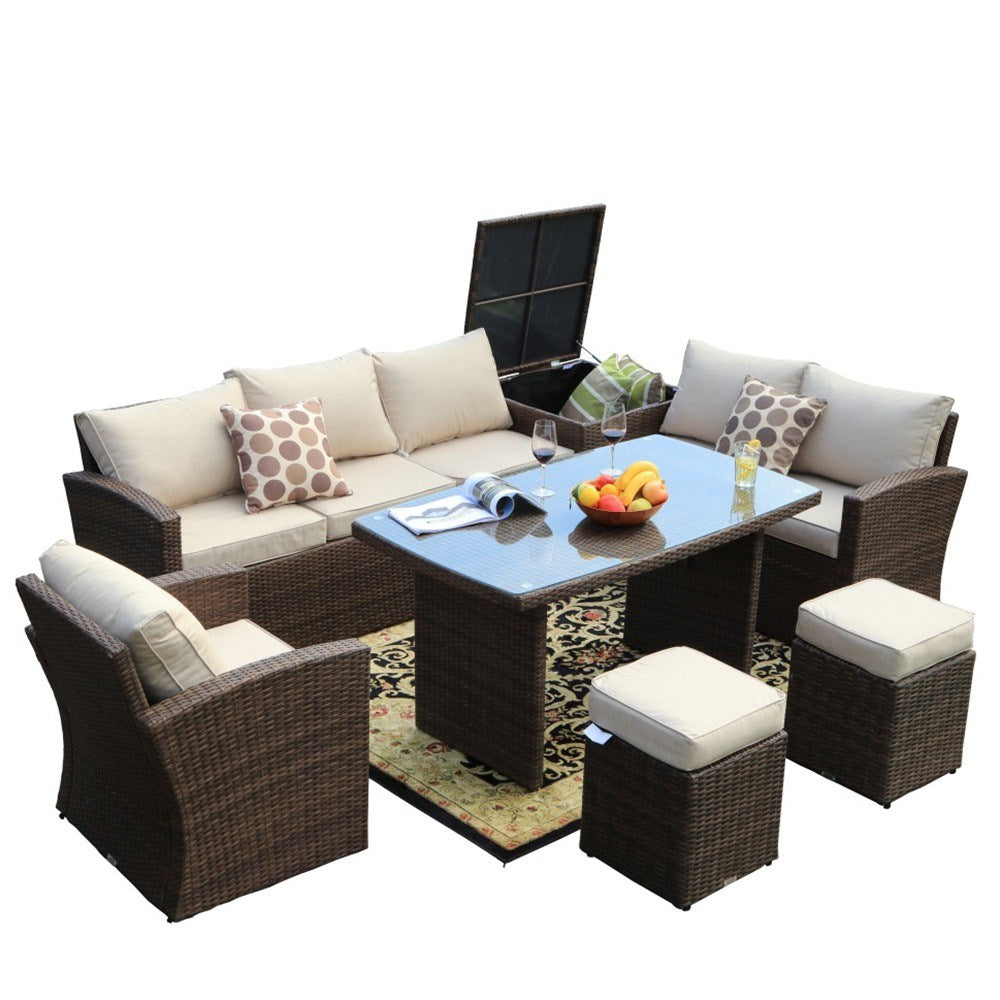 direct wicker 7-piece pe rattan wicker patio sectional sofa set with cushions