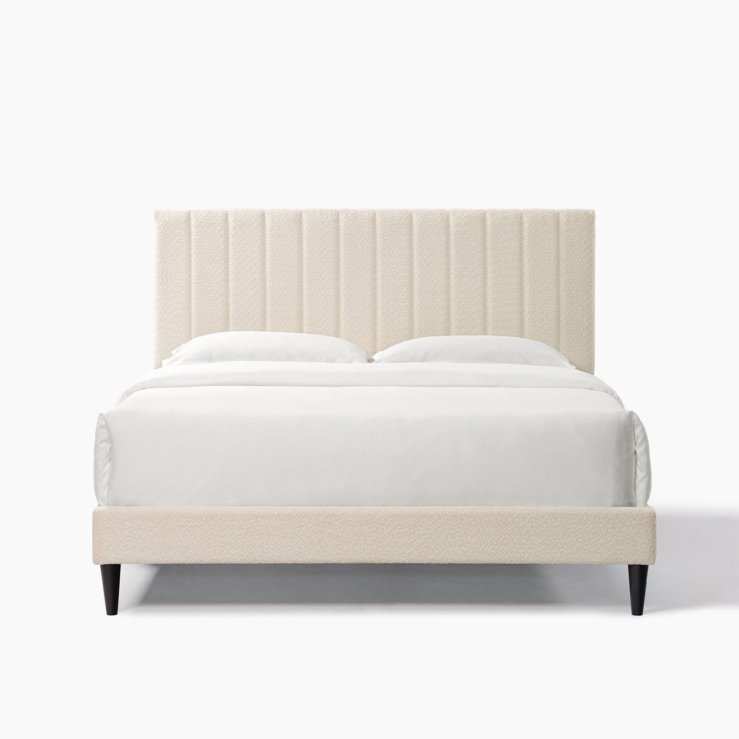 dove tufted upholstered platform bed - pearl white - queen