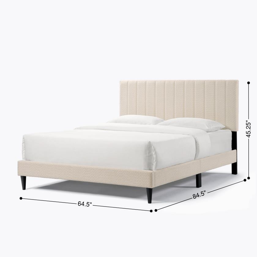dove tufted upholstered platform bed - pearl white - queen